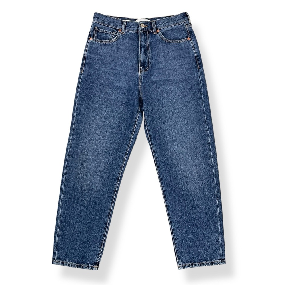 Mango Jeans Size 6 (29x25.5) Blue Cris‎ High Waisted Crop Denim Cotton